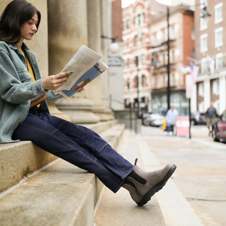 Originele Hoge Dameslaarzen Stoffig Grijs Blundstone