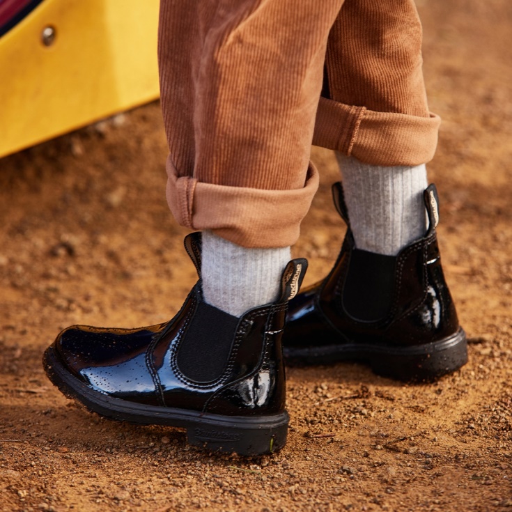 Kinderserie Chelsea Boots Patent Zwart Blundstone